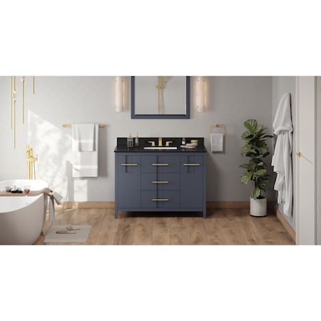 Jeffrey Alexander 48In. Blue Steel Katara Vanity, Black Granite Vanity Top, Undermount Rectangle Bowl VKITKAT48BSBGR